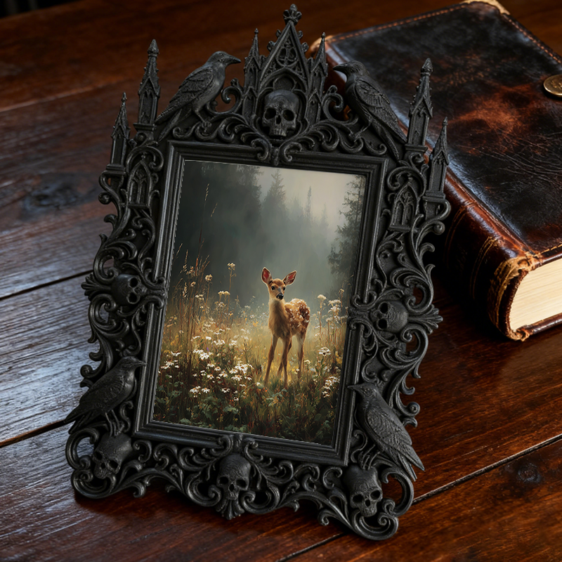 5-star-hit Gothic Dark-style Photo Frame | Werewolf Themed Campfire Party Decor, Photo Ornament, Dual-use Display, Sturdy Frame