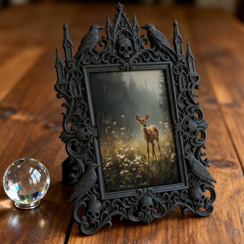 5-star-hit Gothic Dark-style Photo Frame | Werewolf Themed Campfire Party Decor, Photo Ornament, Dual-use Display, Sturdy Frame