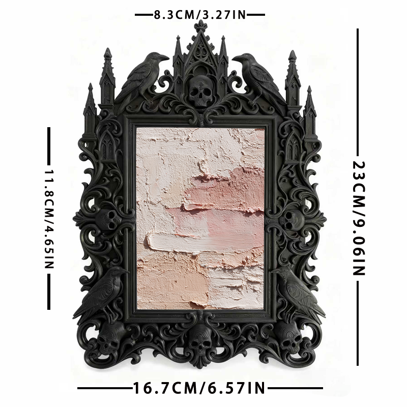 Rare-gem-pick Gothic Dark-style Photo Frame | Gothic Birthday Dinner Party Decor, Photo Ornament, Wall/Table Dual-use, Rustic Frame
