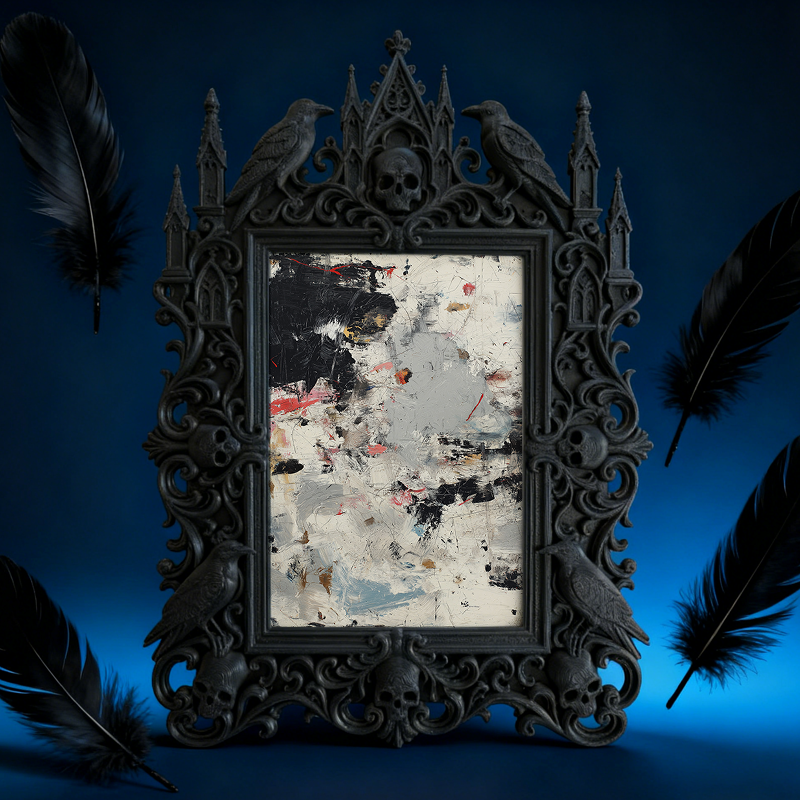 Edgy-classic Gothic Dark-style Photo Frame | Dark Academia Book Club Meeting Decor, Photo Ornament, Dual-use Display, Minimalist Frame