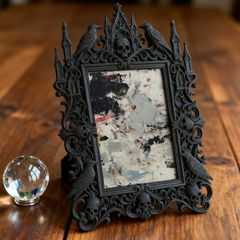 Edgy-classic Gothic Dark-style Photo Frame | Dark Academia Book Club Meeting Decor, Photo Ornament, Dual-use Display, Minimalist Frame