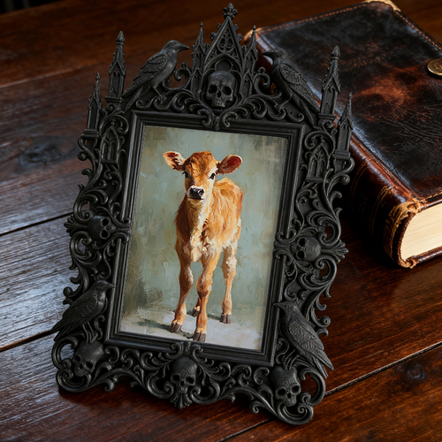 Luxe-rustic Gothic Dark-style Photo Frame | Gothic Anniversary Celebration Decor, Photo Ornament, Wall-mountable & Tabletop, Practical Frame