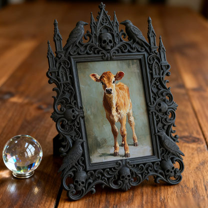 Luxe-rustic Gothic Dark-style Photo Frame | Gothic Anniversary Celebration Decor, Photo Ornament, Wall-mountable & Tabletop, Practical Frame