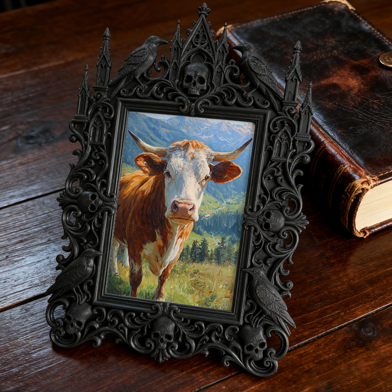 One-of-a-kind-design Gothic Dark-style Photo Frame | Witchy Moon Ritual Party Decor, Photo Ornament, Wall-mountable & Tabletop, Portable Fra