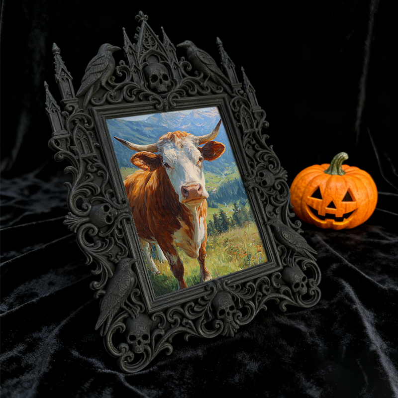 One-of-a-kind-design Gothic Dark-style Photo Frame | Witchy Moon Ritual Party Decor, Photo Ornament, Wall-mountable & Tabletop, Portable Fra