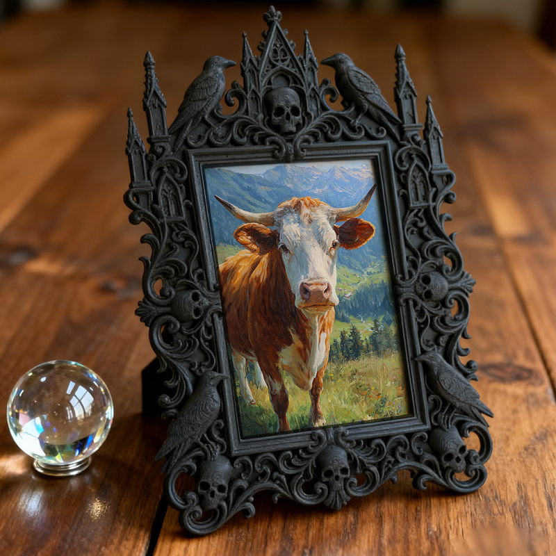 One-of-a-kind-design Gothic Dark-style Photo Frame | Witchy Moon Ritual Party Decor, Photo Ornament, Wall-mountable & Tabletop, Portable Fra
