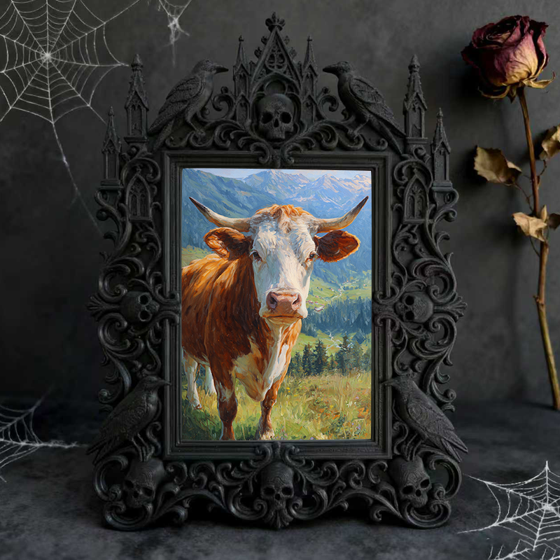 One-of-a-kind-design Gothic Dark-style Photo Frame | Witchy Moon Ritual Party Decor, Photo Ornament, Wall-mountable & Tabletop, Portable Fra