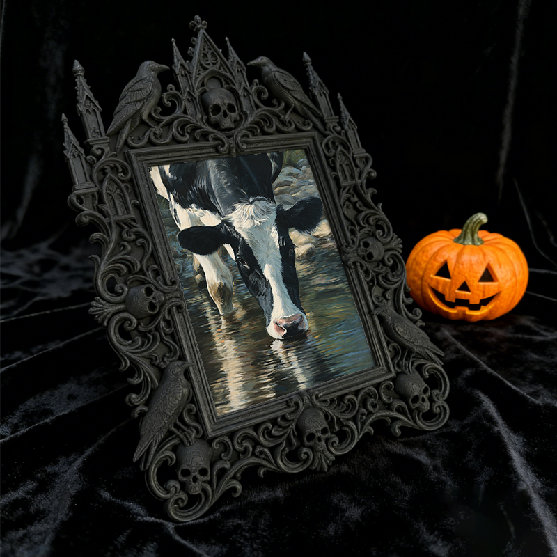 Sturdy-long-lasting Gothic Dark-style Photo Frame | Gothic Halloween Trick-or-Treat Station Decor, Photo Ornament, Dual-use Display, Wear-re