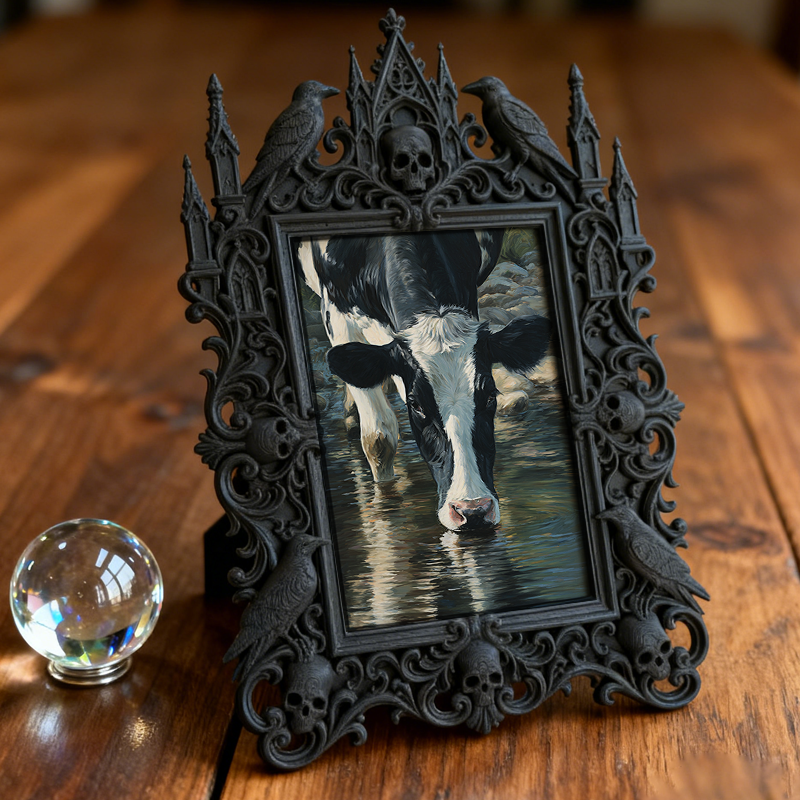 Sturdy-long-lasting Gothic Dark-style Photo Frame | Gothic Halloween Trick-or-Treat Station Decor, Photo Ornament, Dual-use Display, Wear-re