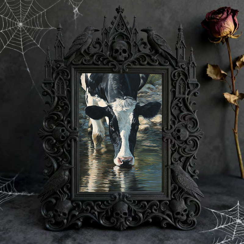 Sturdy-long-lasting Gothic Dark-style Photo Frame | Gothic Halloween Trick-or-Treat Station Decor, Photo Ornament, Dual-use Display, Wear-re