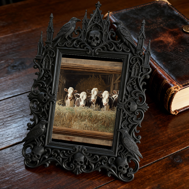 Bold-standout Gothic Dark-style Photo Frame | Dark Fantasy RPG Game Night Decor, Photo Ornament, Wall-mountable & Tabletop, Creative Frame
