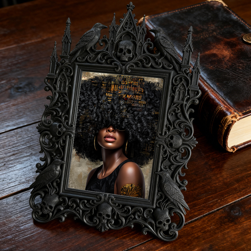 Cute-dark-charm Gothic Dark-style Photo Frame | Gothic Pet Halloween Costume Contest Decor, Photo Ornament, Dual-use Display, Cute Frame