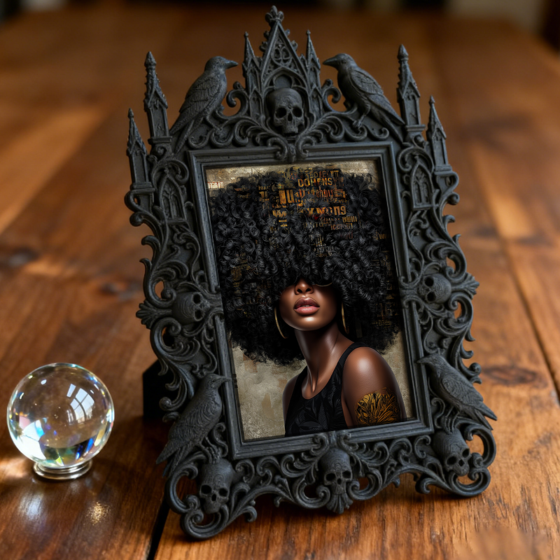 Cute-dark-charm Gothic Dark-style Photo Frame | Gothic Pet Halloween Costume Contest Decor, Photo Ornament, Dual-use Display, Cute Frame