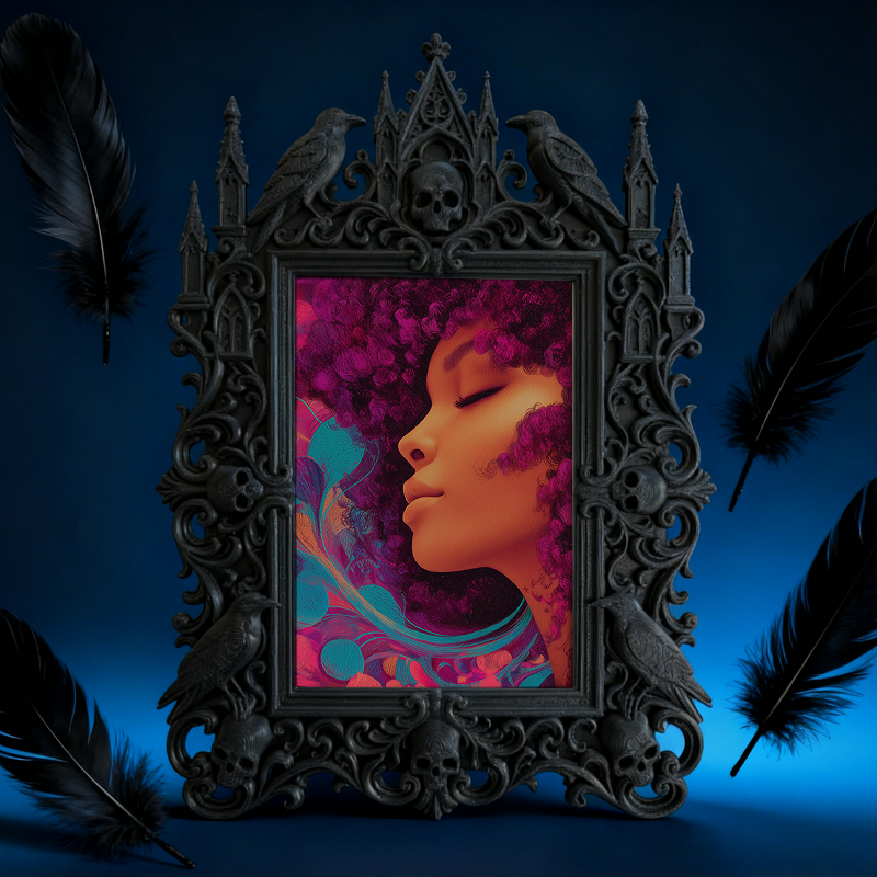 TikTok-famous Gothic Dark-style Photo Frame | Gothic Rooftop Halloween Party Decor, Photo Ornament, Wall-mountable & Tabletop, Plastic Frame