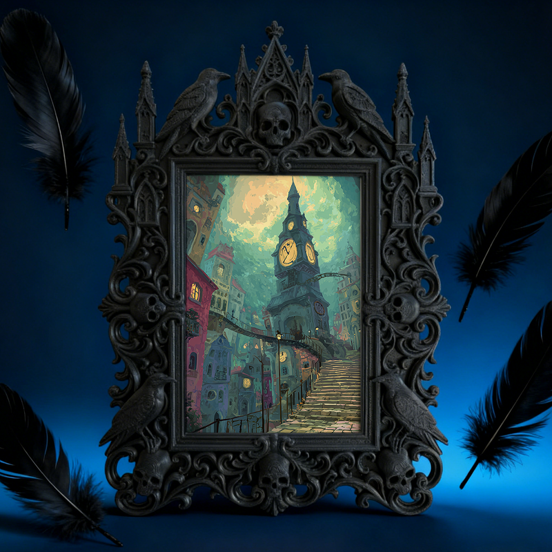 Insta-trending Gothic Dark-style Photo Frame | Horror Cosplay Photoshoot Backdrop Decor, Photo Ornament, Wall/Table Dual-use, Durable Frame