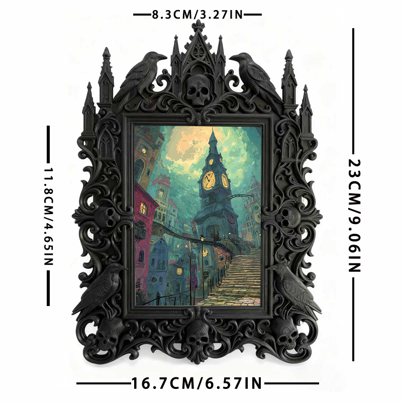 Insta-trending Gothic Dark-style Photo Frame | Horror Cosplay Photoshoot Backdrop Decor, Photo Ornament, Wall/Table Dual-use, Durable Frame