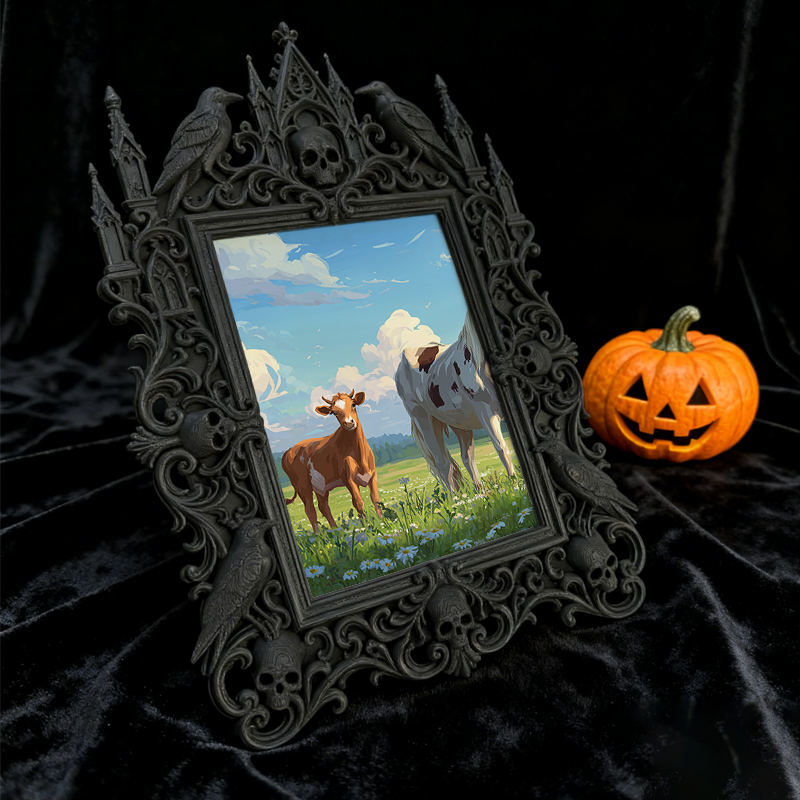 Shop-favorite Gothic Dark-style Photo Frame | Dark Poetry Reading Night Decor, Photo Ornament, Wall-mountable & Tabletop, Lightweight Frame