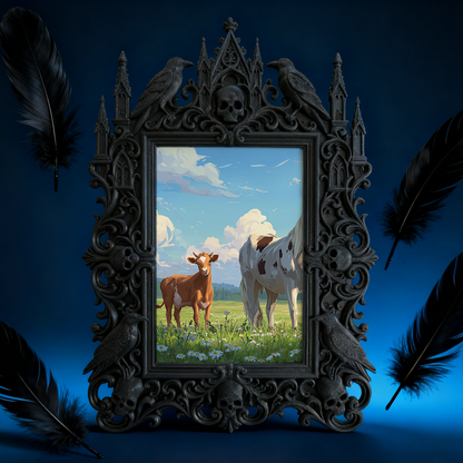 Shop-favorite Gothic Dark-style Photo Frame | Dark Poetry Reading Night Decor, Photo Ornament, Wall-mountable & Tabletop, Lightweight Frame