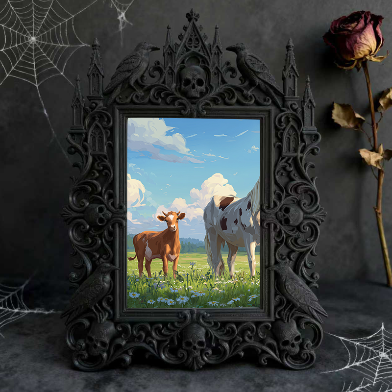 Shop-favorite Gothic Dark-style Photo Frame | Dark Poetry Reading Night Decor, Photo Ornament, Wall-mountable & Tabletop, Lightweight Frame