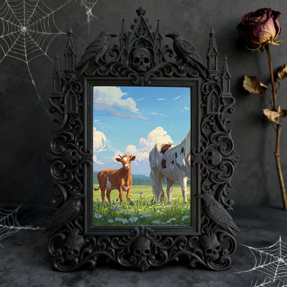 Shop-favorite Gothic Dark-style Photo Frame | Dark Poetry Reading Night Decor, Photo Ornament, Wall-mountable & Tabletop, Lightweight Frame