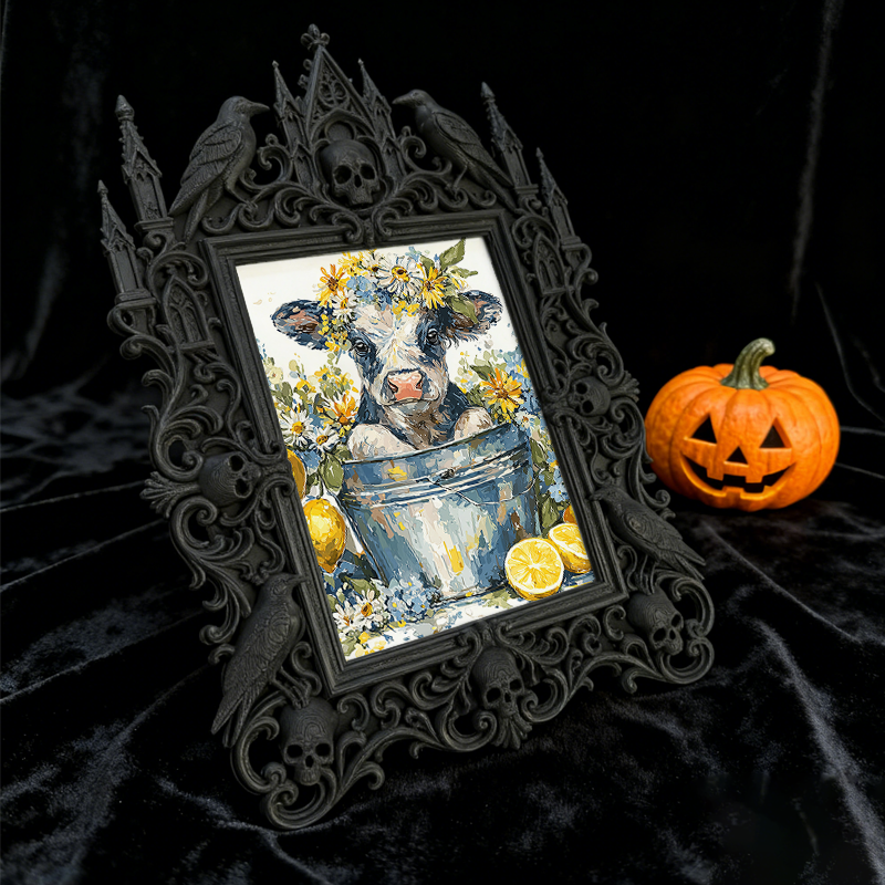 Bestselling-hit Gothic Dark-style Photo Frame | Vampire Themed New Year鈥檚 Eve Party Decor, Photo Ornament, Dual-use Display, Retro Plastic F