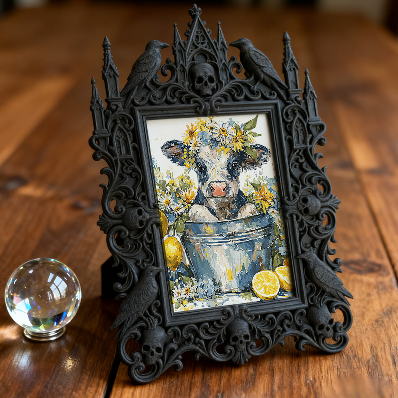Bestselling-hit Gothic Dark-style Photo Frame | Vampire Themed New Year鈥檚 Eve Party Decor, Photo Ornament, Dual-use Display, Retro Plastic F