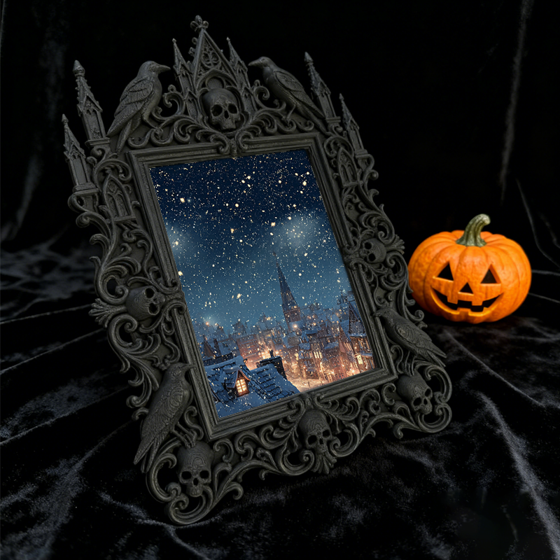 High-demand Gothic Dark-style Photo Frame | Witchy Crystal Gridding Workshop Decor, Photo Ornament, Wall-mountable & Tabletop, Scratch-resis