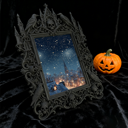 High-demand Gothic Dark-style Photo Frame | Witchy Crystal Gridding Workshop Decor, Photo Ornament, Wall-mountable & Tabletop, Scratch-resis