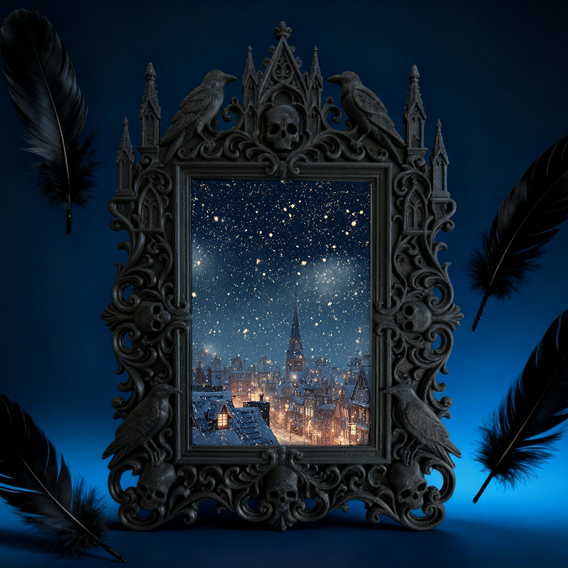 High-demand Gothic Dark-style Photo Frame | Witchy Crystal Gridding Workshop Decor, Photo Ornament, Wall-mountable & Tabletop, Scratch-resis