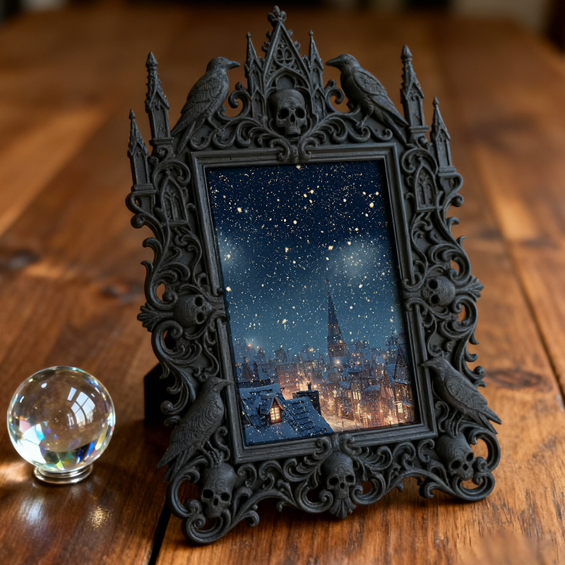 High-demand Gothic Dark-style Photo Frame | Witchy Crystal Gridding Workshop Decor, Photo Ornament, Wall-mountable & Tabletop, Scratch-resis