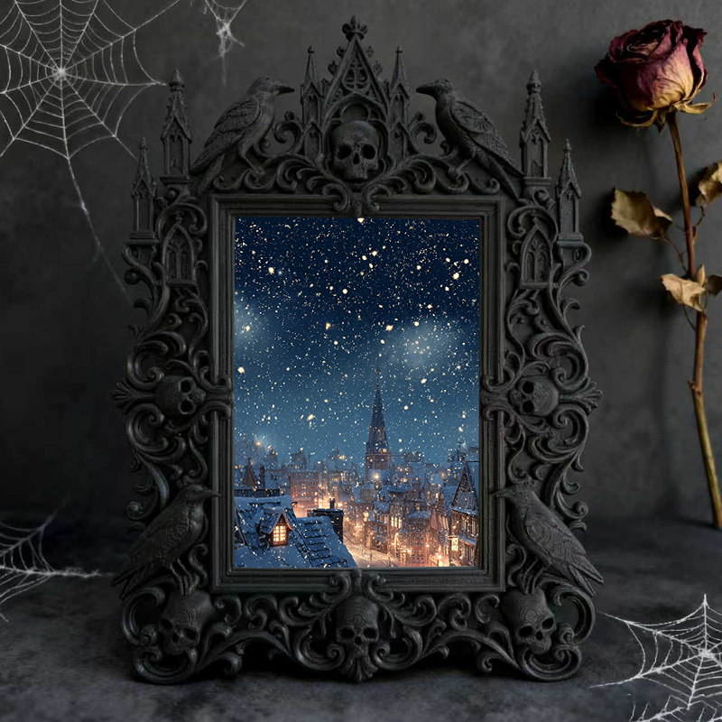 High-demand Gothic Dark-style Photo Frame | Witchy Crystal Gridding Workshop Decor, Photo Ornament, Wall-mountable & Tabletop, Scratch-resis