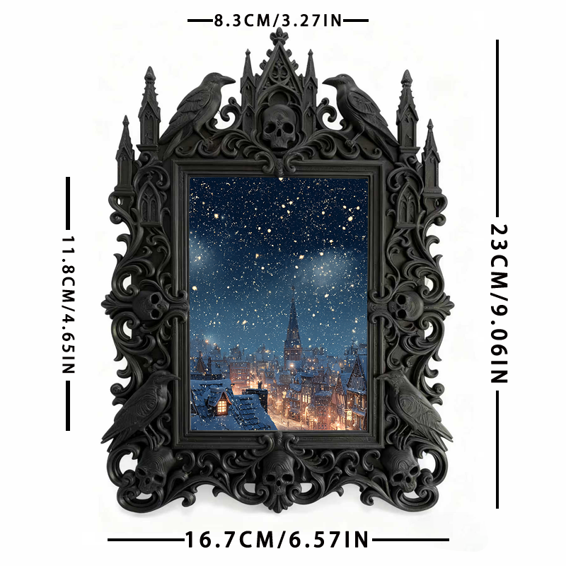 High-demand Gothic Dark-style Photo Frame | Witchy Crystal Gridding Workshop Decor, Photo Ornament, Wall-mountable & Tabletop, Scratch-resis