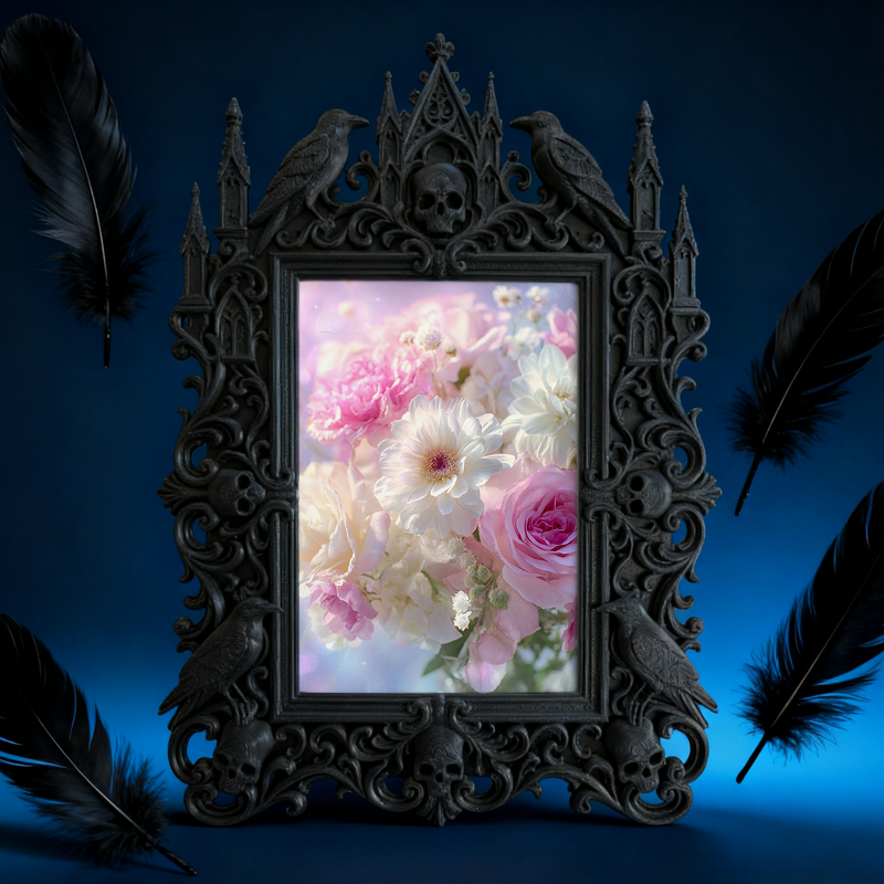 Trend-leading Gothic Dark-style Photo Frame | Gothic Themed Pop-up Market Booth Decor, Photo Ornament, Wall/Table Dual-use, Eco-friendly Fra