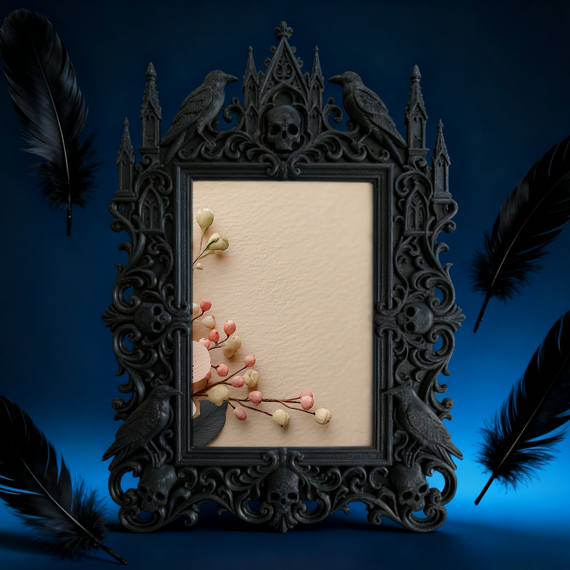 Must-own Gothic Dark-style Photo Frame | Horror Escape Room Winner Prize Display Decor, Photo Ornament, Wall-mountable & Tabletop, Slim Fram