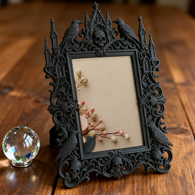 Must-own Gothic Dark-style Photo Frame | Horror Escape Room Winner Prize Display Decor, Photo Ornament, Wall-mountable & Tabletop, Slim Fram