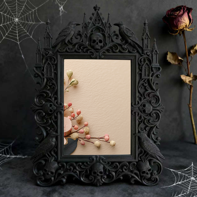 Must-own Gothic Dark-style Photo Frame | Horror Escape Room Winner Prize Display Decor, Photo Ornament, Wall-mountable & Tabletop, Slim Fram