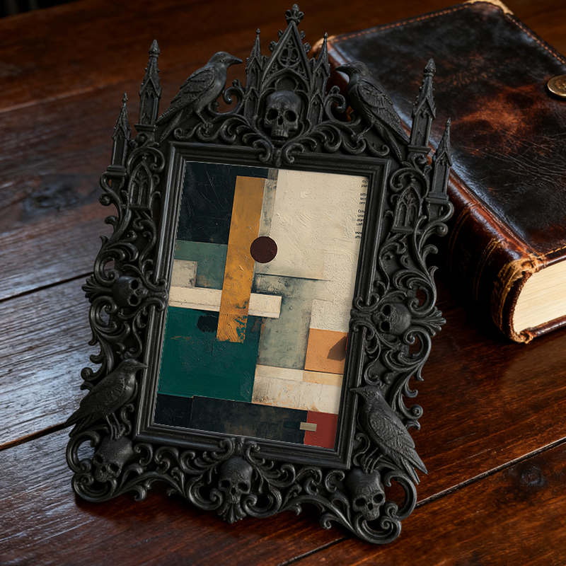 Sought-after Gothic Dark-style Photo Frame | Gothic Elopement Photo Booth Decor, Photo Ornament, Wall/Table Dual-use, Rustic Frame