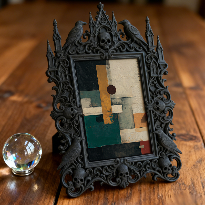 Sought-after Gothic Dark-style Photo Frame | Gothic Elopement Photo Booth Decor, Photo Ornament, Wall/Table Dual-use, Rustic Frame