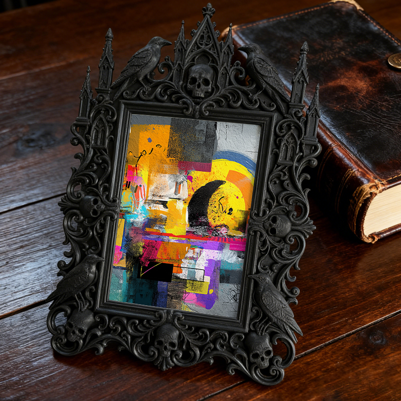 Reel-trending Gothic Dark-style Photo Frame | Gothic Attic Home Library Decor, Photo Ornament, Wall-mountable & Tabletop, Plastic Frame