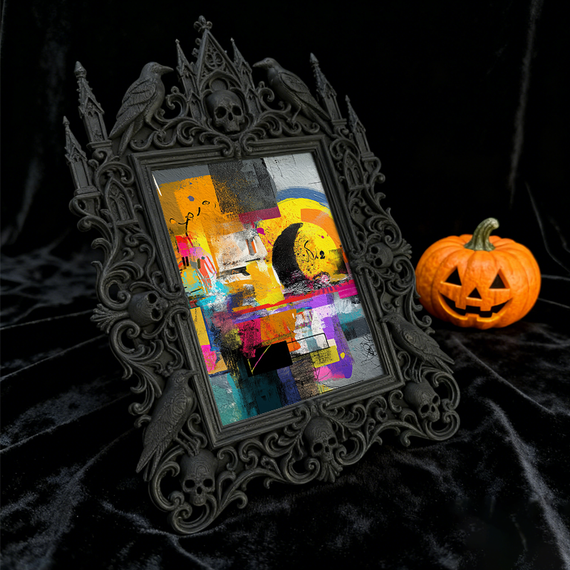 Reel-trending Gothic Dark-style Photo Frame | Gothic Attic Home Library Decor, Photo Ornament, Wall-mountable & Tabletop, Plastic Frame