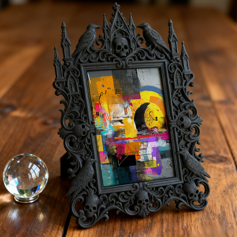 Reel-trending Gothic Dark-style Photo Frame | Gothic Attic Home Library Decor, Photo Ornament, Wall-mountable & Tabletop, Plastic Frame