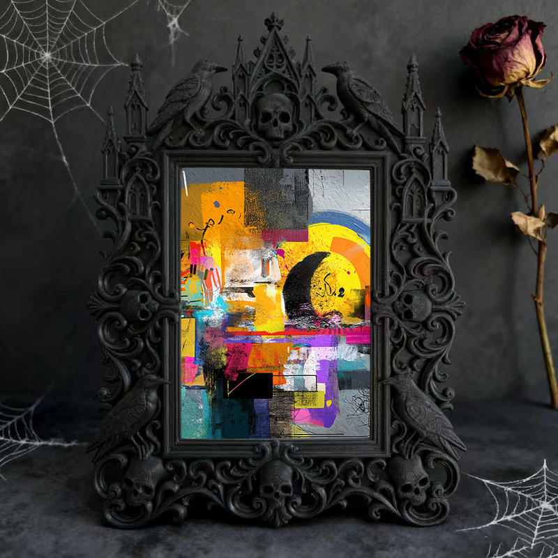 Reel-trending Gothic Dark-style Photo Frame | Gothic Attic Home Library Decor, Photo Ornament, Wall-mountable & Tabletop, Plastic Frame