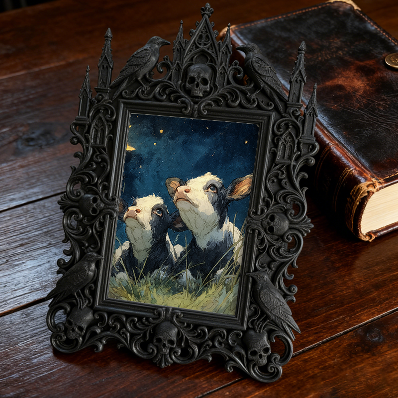 Insta-hit Gothic Dark-style Photo Frame | Dark Academia Dorm Desk Decor, Photo Ornament, Wall/Table Dual-use, Durable Frame