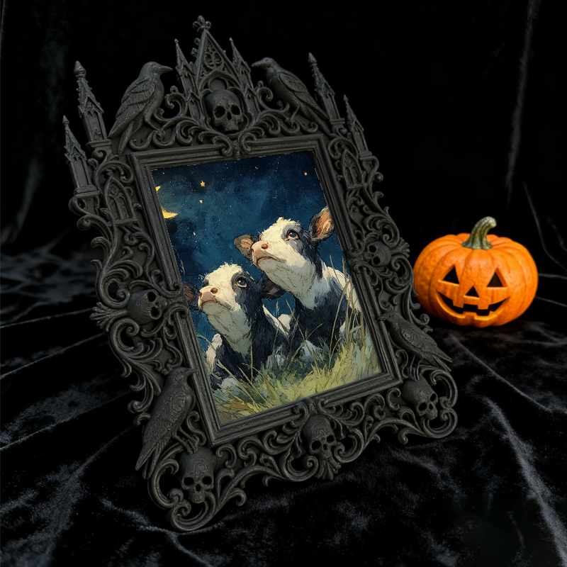 Insta-hit Gothic Dark-style Photo Frame | Dark Academia Dorm Desk Decor, Photo Ornament, Wall/Table Dual-use, Durable Frame
