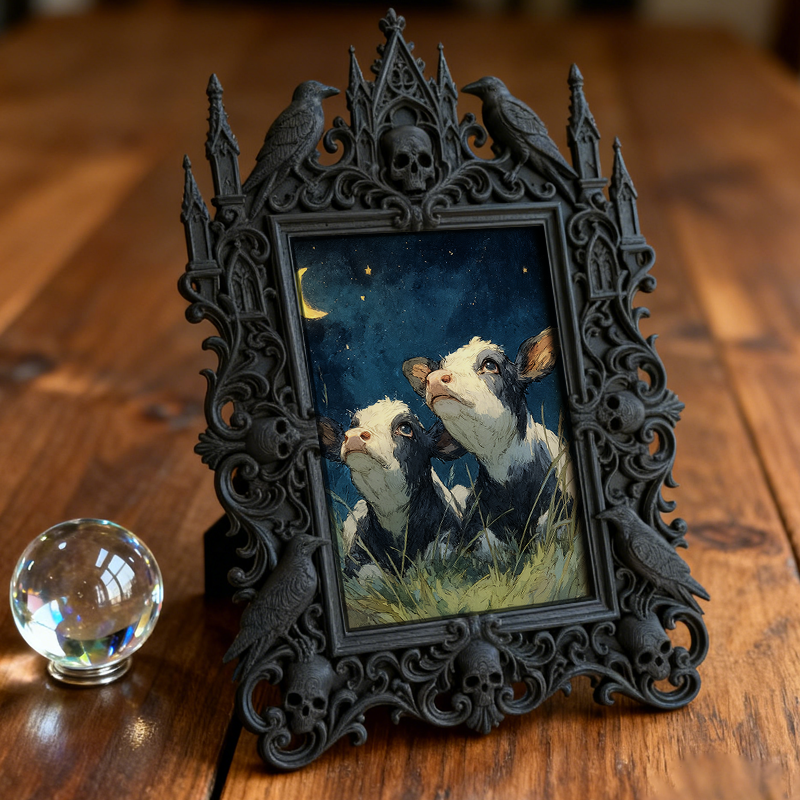 Insta-hit Gothic Dark-style Photo Frame | Dark Academia Dorm Desk Decor, Photo Ornament, Wall/Table Dual-use, Durable Frame
