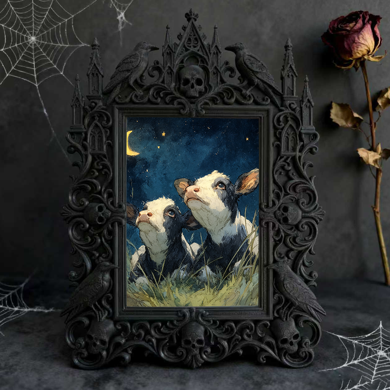 Insta-hit Gothic Dark-style Photo Frame | Dark Academia Dorm Desk Decor, Photo Ornament, Wall/Table Dual-use, Durable Frame