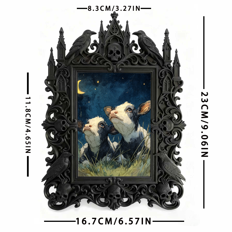 Insta-hit Gothic Dark-style Photo Frame | Dark Academia Dorm Desk Decor, Photo Ornament, Wall/Table Dual-use, Durable Frame