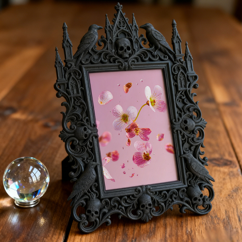 Shop-top-seller Gothic Dark-style Photo Frame | Vampire-themed Bedroom Wall Decor, Photo Ornament, Wall-mountable & Tabletop, Lightweight Fr