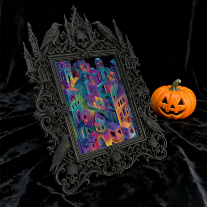 Bestselling-now Gothic Dark-style Photo Frame | Witchy Living Room Crystal Corner Decor, Photo Ornament, Dual-use Display, Retro Plastic Fra
