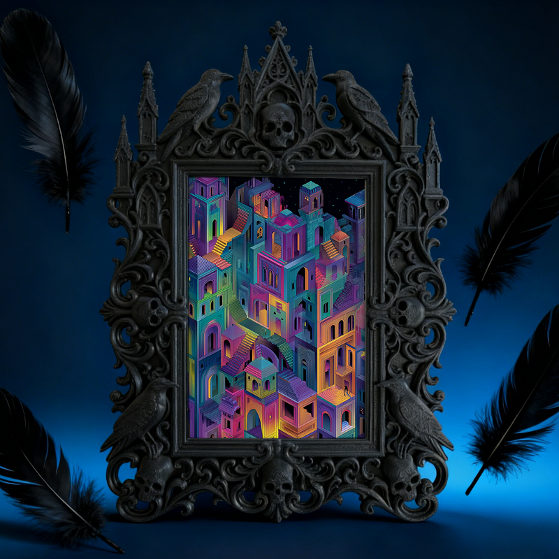 Bestselling-now Gothic Dark-style Photo Frame | Witchy Living Room Crystal Corner Decor, Photo Ornament, Dual-use Display, Retro Plastic Fra
